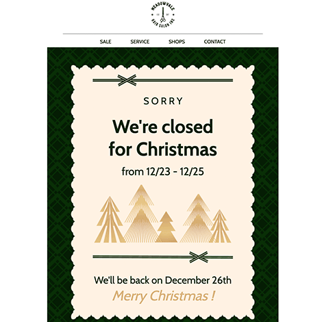 Closed for the Holidays Business Announcement